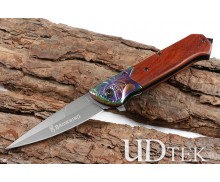 Browning F127 wood hanlde fast opening folding knife UD405438